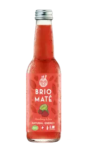 Une bouteille de Brio Maté fraises et limes